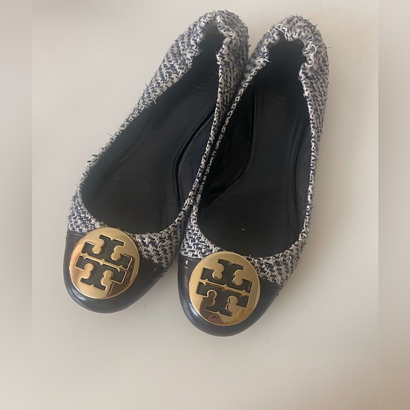 Tory Burch Shoes - Tory Burch Blue White Tweed Flats Size 8M